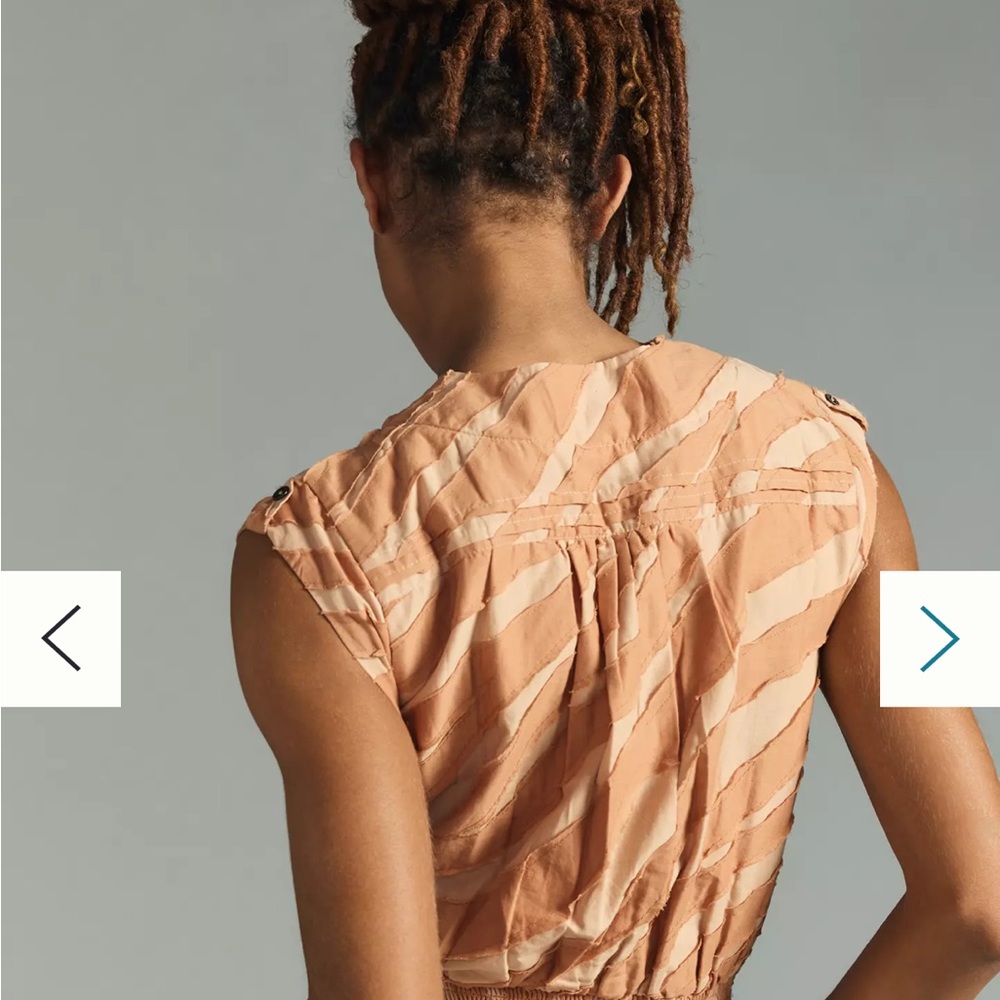 Anthropologie Peach and Cream Wrap Blouse - Picture 2 of 9